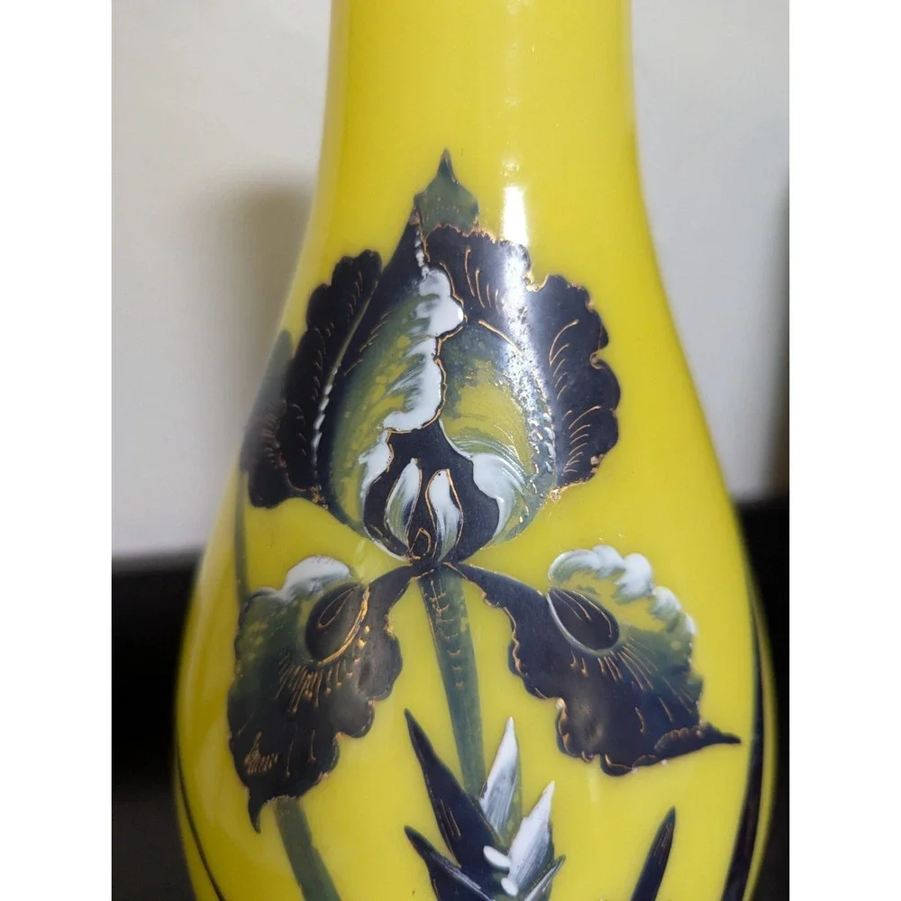 Antique Emile Galle-Style Handblown Hand Painted Decorative Vase 14‎ 1/2